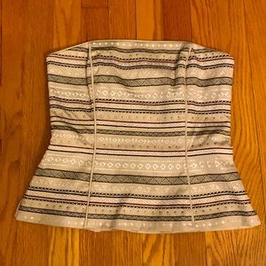 White House Black Market Strapless Embroidered and Embellished Top